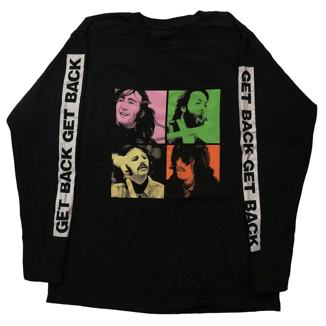 The Beatles Unisex Long Sleeve T-Shirt: Get Back Studio Shots (Sleeve Print)