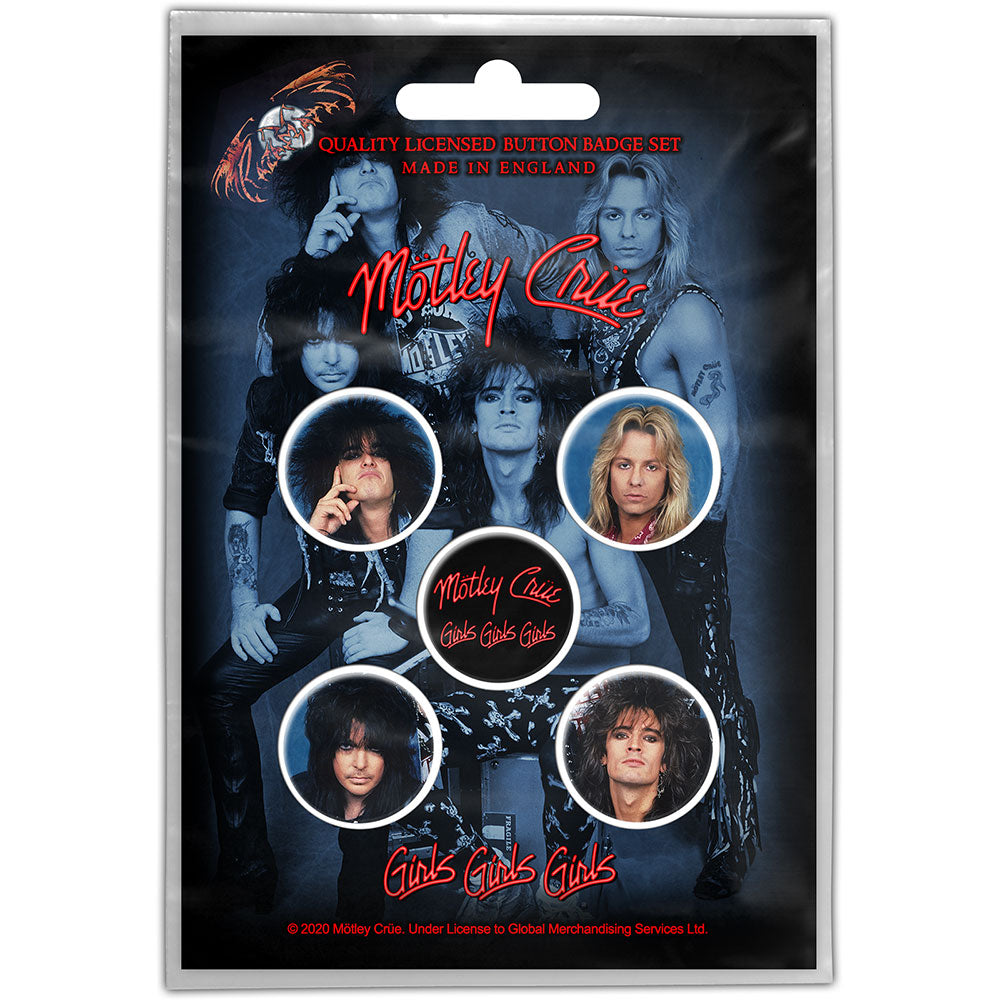 Motley Crue Button Badge Pack: Girls, Girls, Girls