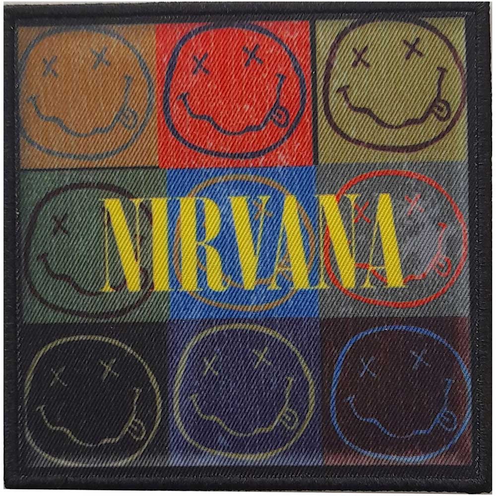 Nirvana Standard Patch: Distressed Smiley Blocks