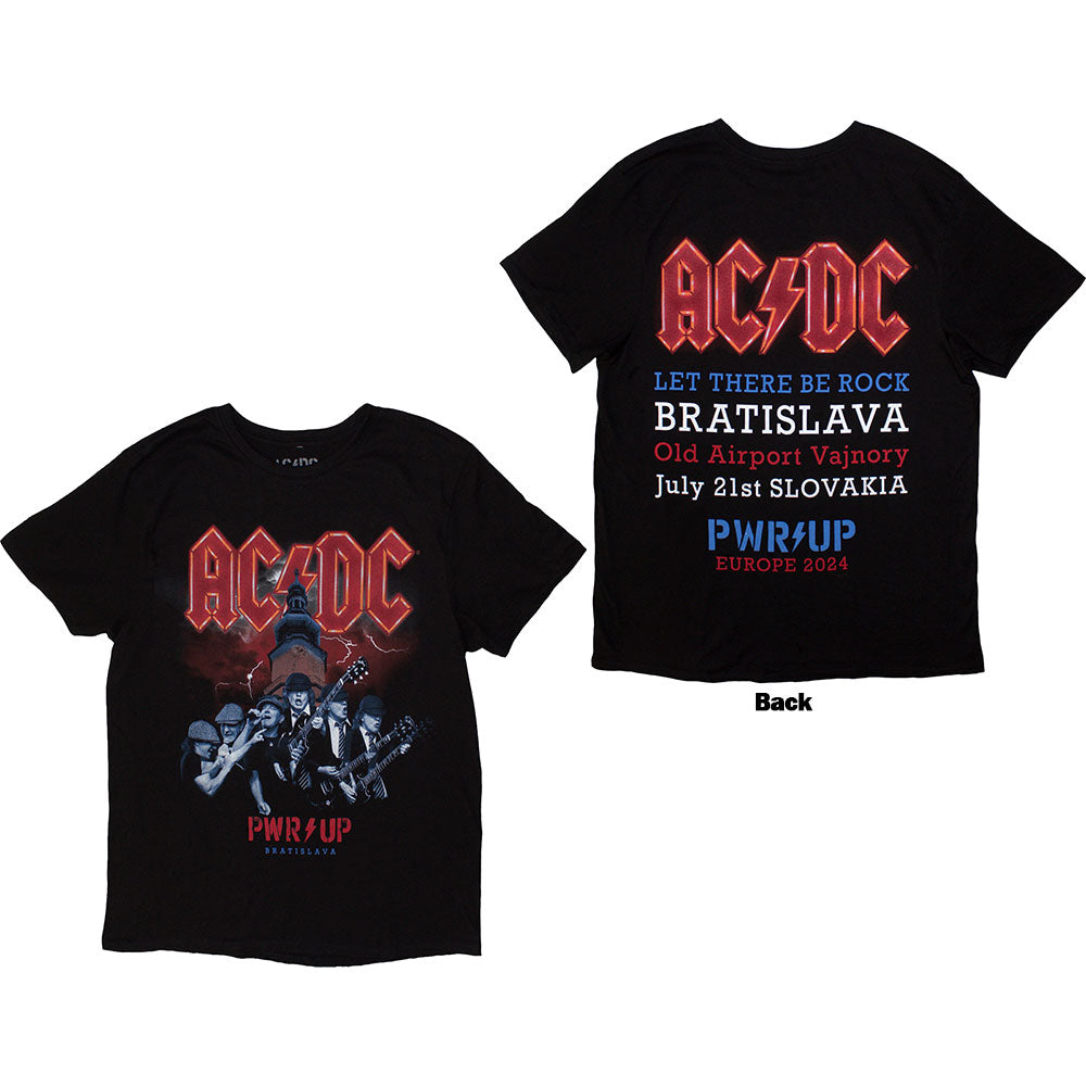 AC/DC Unisex T-Shirt: PWR-UP Bratislava '24 (Back Print & Ex-Tour)