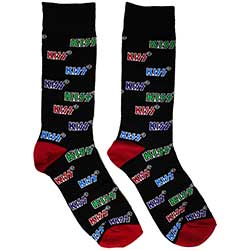 KISS Unisex Ankle Socks: Coloured Logos Pattern