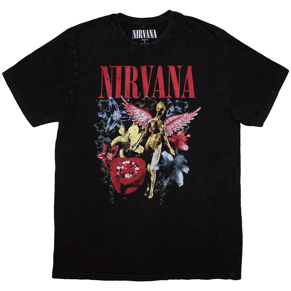 Nirvana Unisex Stone Wash T-Shirt: In Utero Vintage Collage