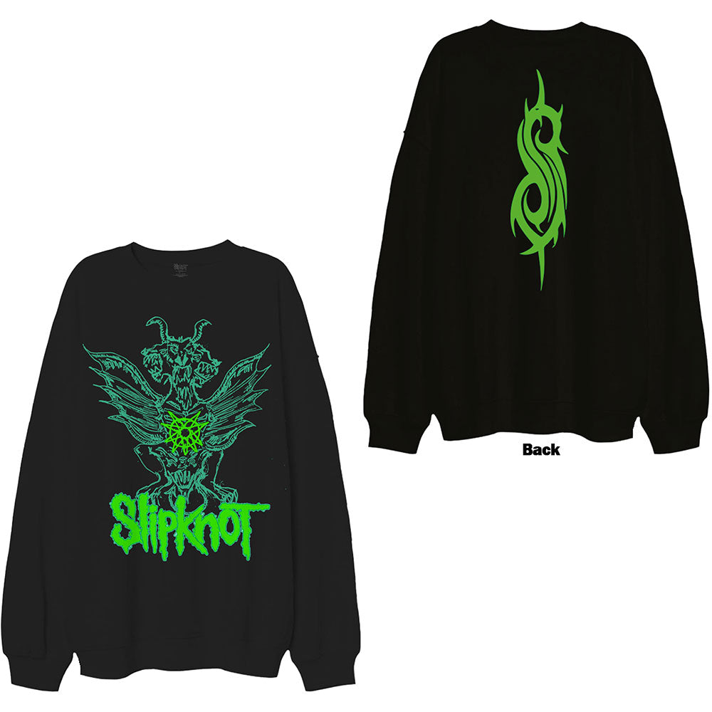 Slipknot Unisex Sweatshirt: Green Demon (Back Print & Oversized)