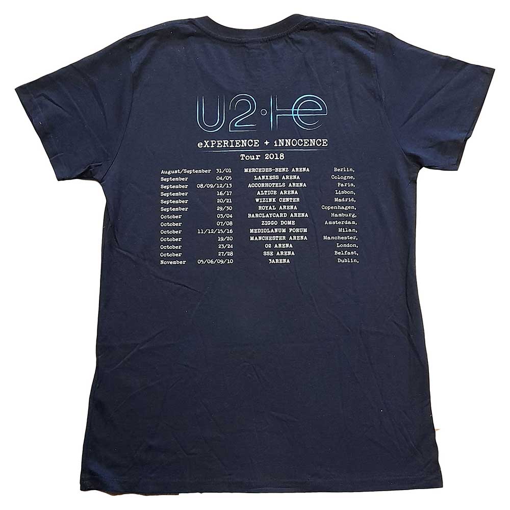 U2 Ladies T-Shirt: I+E 2018 Tour Dates (Back Print) (Ex-Tour)