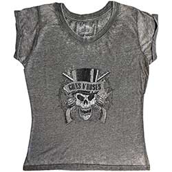 Guns N' Roses Ladies T-Shirt: Faded Skull (Burnout)