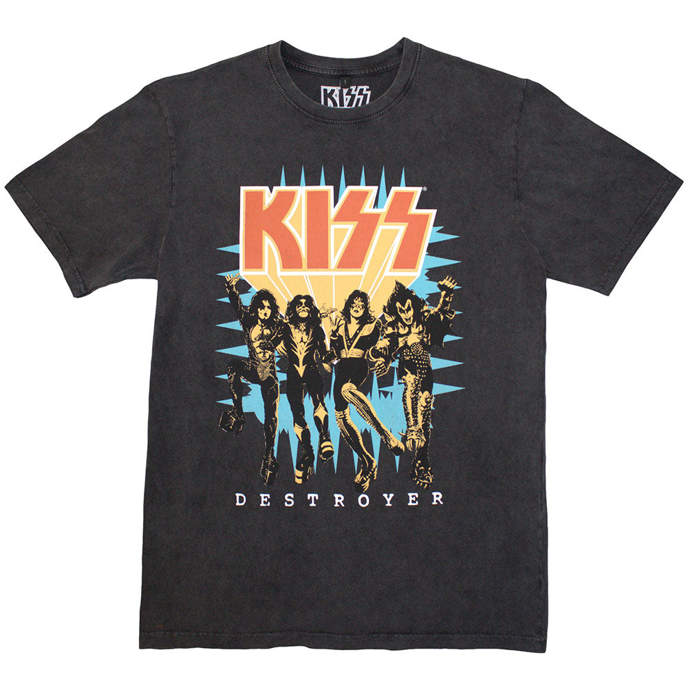 KISS Unisex Stone Wash T-Shirt: Destroyer 3D Logo