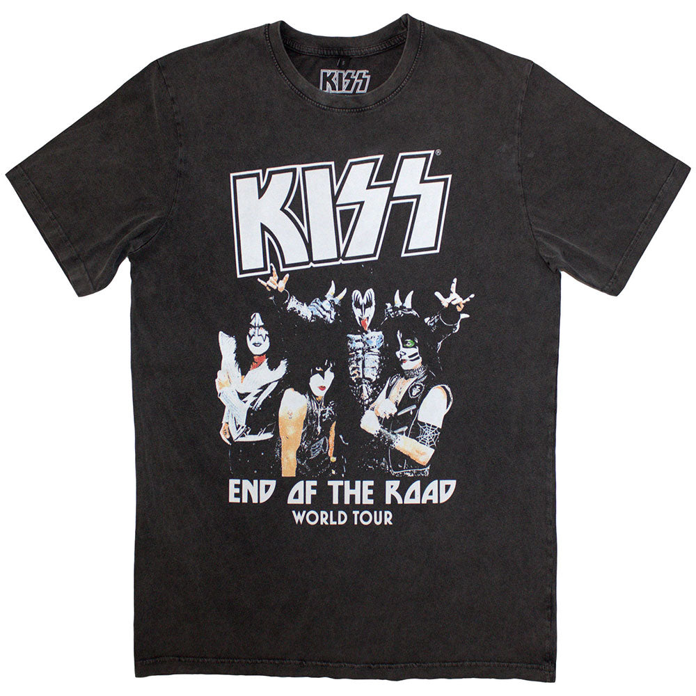 KISS Unisex Stone Wash T-Shirt: End Of The Road World Tour