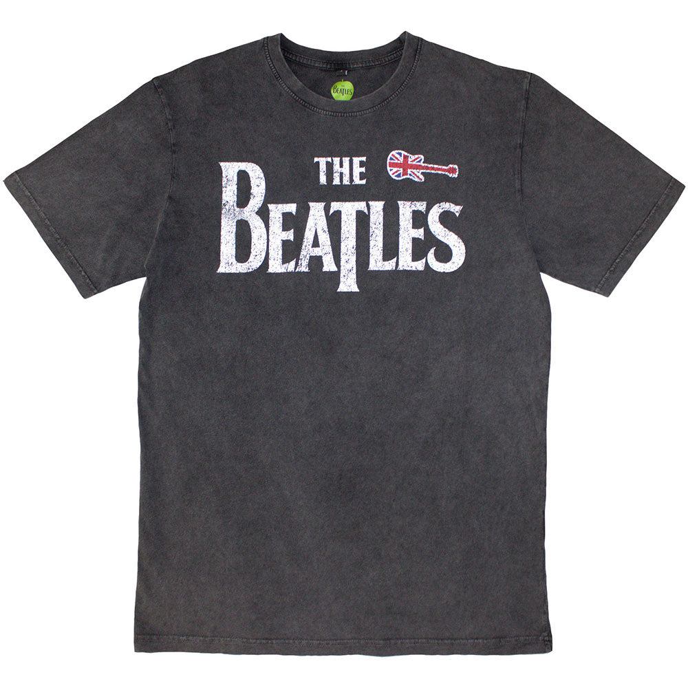 The Beatles Unisex Stone Wash T-Shirt: Guitar & Drop T