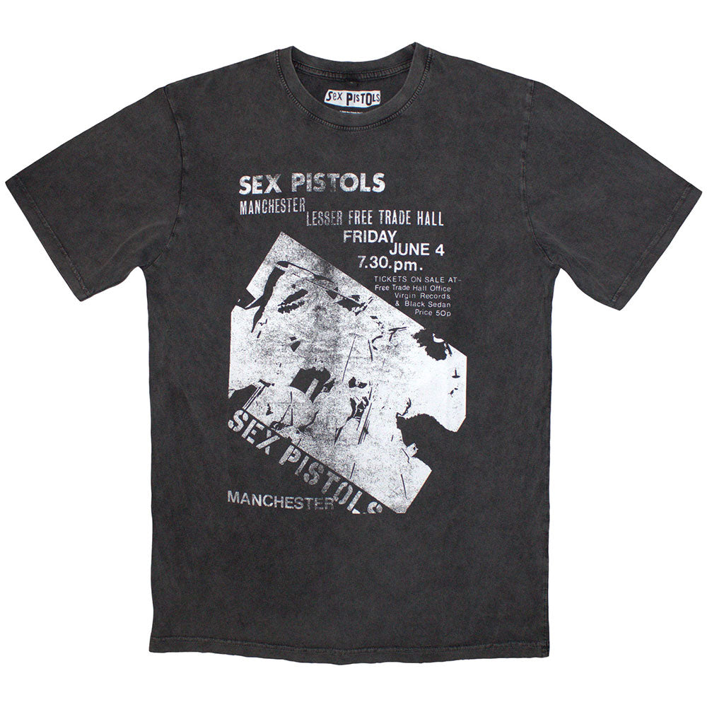 The Sex Pistols Unisex Stone Wash T-Shirt: Manchester Flyer