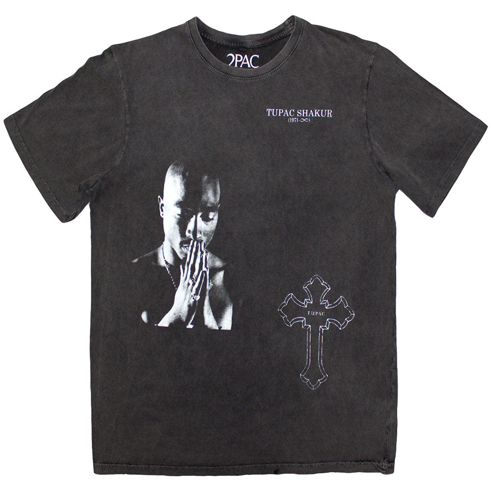 Tupac Unisex Stone Wash T-Shirt: Photo Cross