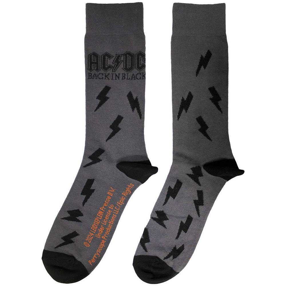 AC/DC Unisex Ankle Socks: Back in Black Bolts (UK Size 6 - 11)