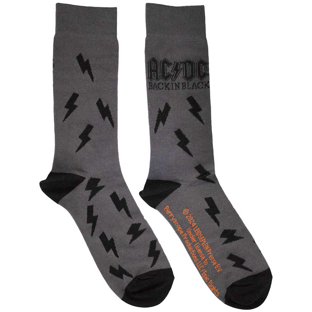 AC/DC Unisex Ankle Socks: Back in Black Bolts (UK Size 6 - 11)