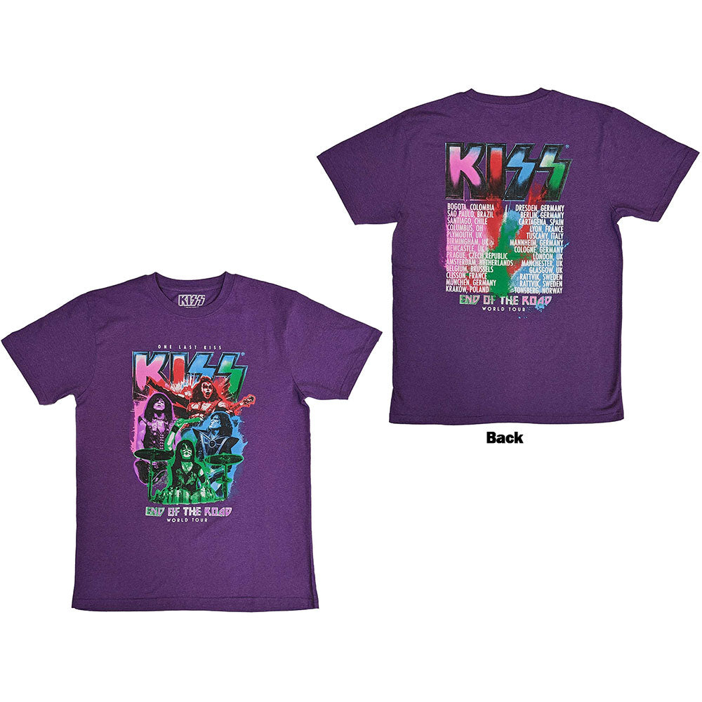 KISS Unisex T-Shirt: End Of The Road Colour Pop (Back Print)