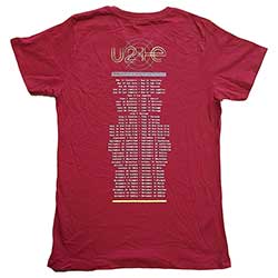 U2 Unisex T-Shirt: I+E 2015 Tour Dates (Back Print) (Ex-Tour)