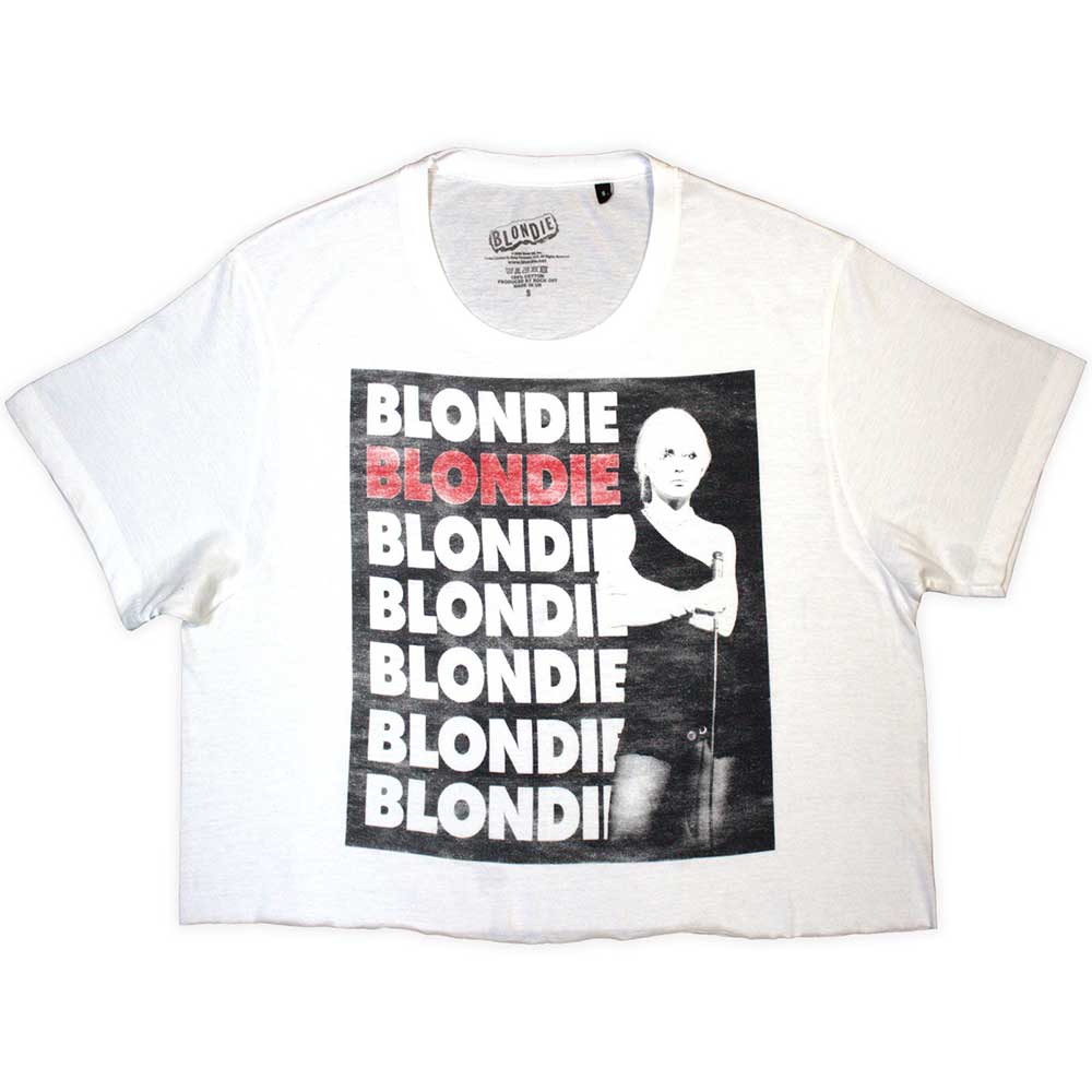 Blondie Ladies Crop Top: Stacked Logo