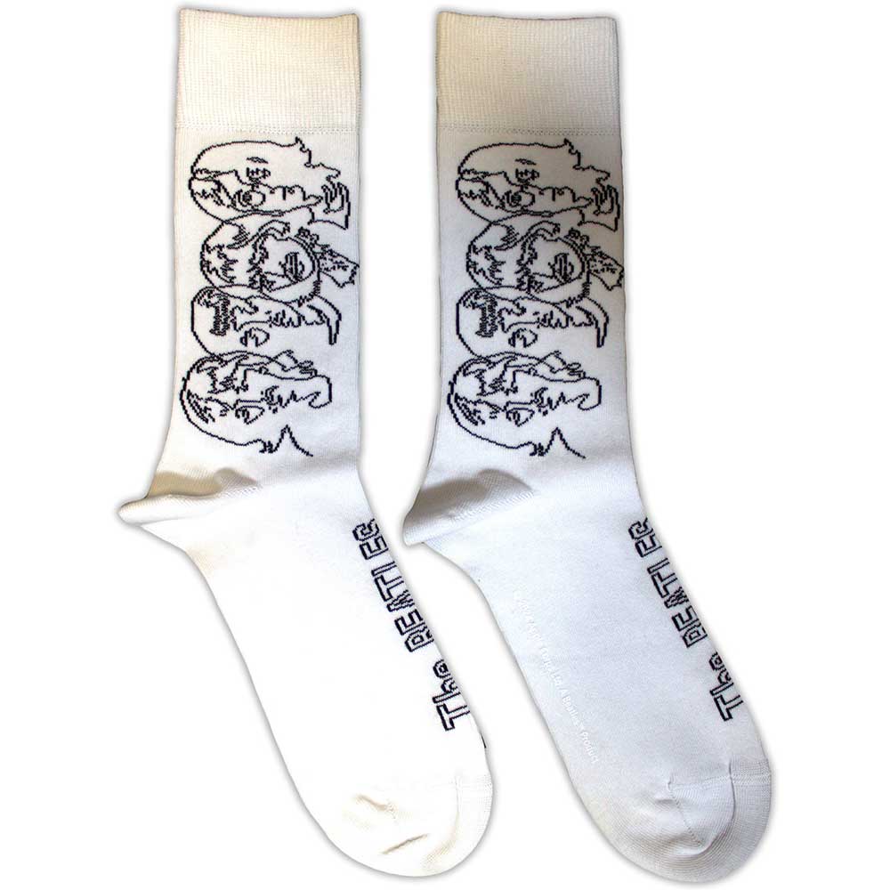 The Beatles Unisex Ankle Socks: White Album Faces Outlines (UK Size 7 - 11)